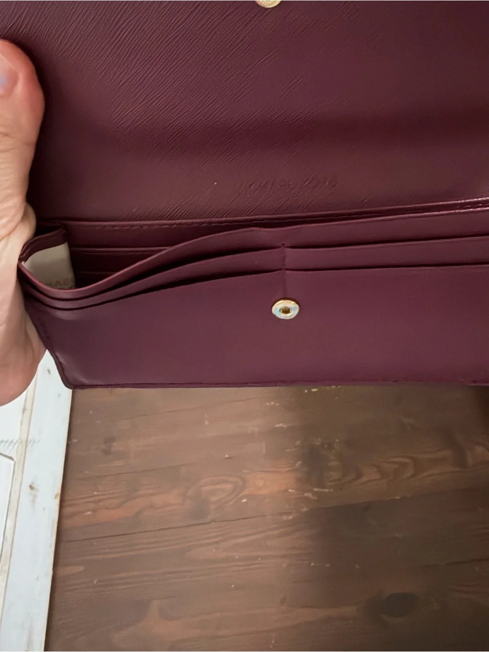 Michael Kors Quilted Studded Wallet - Plum with Gold Accents
